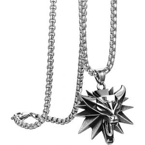 Collier En Acier Inoxydable Pour Homme Garçon Motard Motard Gothique Pendentif Tête De Loup Collier Punk Rock Couleur Or Argent Noir Fantaisie Cadeaux Anniversaire Noël Toussaint - Neuf