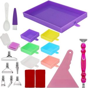 Ayuhr-- Kit De Plateau De Peinture Diamant - Organiseur Avec Plusieurs Couleurs - Stylos Pour Peinture - Neuf