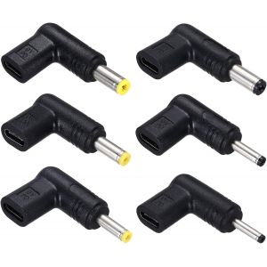 KALANKA-Lot de 6 adaptateurs USB 3.1 Type-C femelle vers DC mâle, 9 V Type C vers DC3011 DC35135 DC4017 DC4817 DC5521 DC5525 Adaptateur coudé pour PD Power Bank PD Source - Neuf