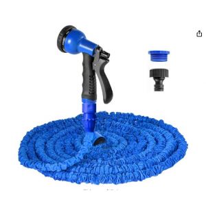 Tuyau d'arrosage extensible 7,5 m, tuyau d'arrosage flexible de 25 pieds avec buse de pulv&eacute;risation &agrave; 8 jets, &eacute;tanche, r&eacute;tractable et robuste, avec raccords 3/4" et 1/2" (7,5 m, vert) - Neuf