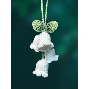 Kal-Pendentif De R&eacute;troviseur Voiture Lys De La Vall&eacute;e Tricot&eacute;, D&eacute;coration Voiture Mignonne Pour R&eacute;troviseur, Accessoire Int&eacute;rieur Cadeau D'anniversaire No&euml;l Nouvel An Pour Filles Femmes Amies Blanc - Neuf