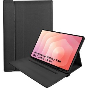 LORANKA-&Eacute;tui pour tablette Samsung Galaxy Tab S11 Ultra 14,6"" avec porte-stylo, mise en veille/r&eacute;veil automatique, support r&eacute;glable - Noir - Neuf