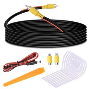 MEVRONISSHOP-C&acirc;ble d'extension de Cam&eacute;ra de Recul 10M, Cable RCA Video Male Male Double Blindage Am&eacute;lior&eacute; Coupleurs RCA pour Femelle Femelle et 1M C&acirc;ble d'alimentation CC pour Moniteur Syst&egrave;me - Neuf