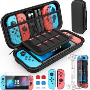 &Eacute;tui De Transport Nintendo Switch Avec Protection D'&eacute;cran Hd, Poign&eacute;es Pour Pouces, Compatible Avec Les Accessoires De La Console - Neuf