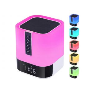 Enceinte Bluetooth avec veilleuse RGB et fonction r&eacute;veil - Neuf
