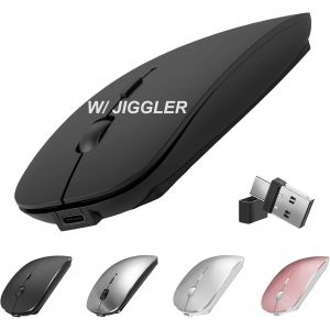 Souris sans fil pour MacBook Air Pro iMac, ordinateur de bureau, ordinateur portable avec jiggler, souris sans fil Bluetooth rechargeable USB C, souris silencieuse ind&iquest;&iquest;tectable compatible avec Surface - Neuf