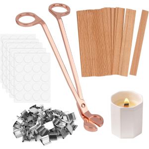 Mevronisshop-60 Pi&egrave;ces M&egrave;che En Bois De Bougie, 60 Base De M&eacute;tal, 13 X 130 Mm M&egrave;ches De Bougie En Bois Naturel, Pour Diy Fabrication De Bougies Fait Main - Neuf