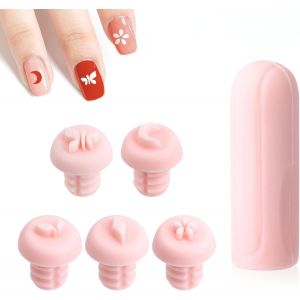 Kal-Pcs Ensemble De Stylos Tampons Pour Nail Art, 5 Motifs Silicone Stylo Tampon Fleur Pour Nail Art Outil De Tampon Pour Nail Art À Faire Soi-Même Tampon Pour Ongles Graffiti Cadeau Pour Débutant - Neuf