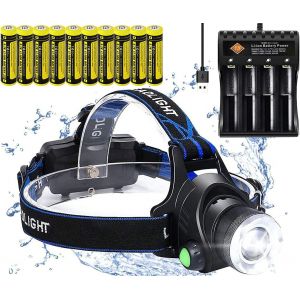 Lampe Frontale Zoom, Lampe Frontale Led Rechargeable Usb, 10 Piles Rechargeables, Chargeur Usb, Étanche, Convient Pour La Course En Plein Air, Le Camping, La Randonnée Et La Pêche - Neuf