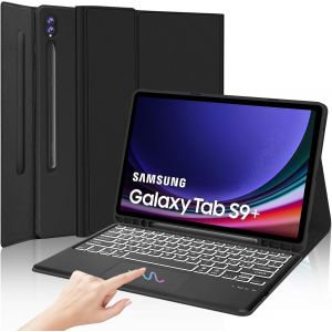 Clavier Pour Samsung Tab S9 Ultra/S10 Ultra 14.6"" 2023/2024 Avec Trackpad, Rétroéclairage 7 Couleurs, Coque Avec Clavier Bluetooth Amovible Pour Samsung Galaxy Tab S9 Ultra, Noir - Neuf