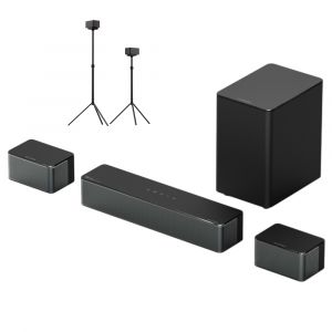 Barre de son Ultimea Poseidon M4T 5.1 + 1 paire de pieds d'enceintes Steady 300, Dolby Atmos, puissance de cr&ecirc;te de 450W, niveau surround r&eacute;glable - Neuf