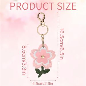 CAUC-Porte-Cl&eacute;s en Cuir Motif Fleurs de Cerisier, &Eacute;tui Anti-Rayures Traceur GPS Cach&eacute; avec Anneau Compatible avec Airtag pour Portefeuille Sac &agrave; Dos pour Animaux de Compagnie - Neuf