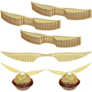 Mevronisshop-D&eacute;coration Pour Cupcakes, 50 Pi&egrave;ces Toppers &Agrave; G&acirc;teau Ailes Dor&eacute;es &Agrave; Paillettes, D&eacute;corations De F&ecirc;te Pour Anniversaire Et Th&egrave;me Sorci&egrave;re, Ornements Pour Chocolats Et G&acirc;teaux, Party Decor - Neuf