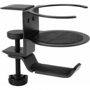 Cintre pour Casque Rotation à 360°Support pour Casque Aluminium Support (Noir)de Casque de Jeu Support Casque de Bureau Crochet pour écouteurs avec Organisateur de Câbles - Neuf