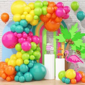 KALANKA-Lot de 110 guirlandes de ballons hawaïens tropicaux magenta mat orange vert jaune bleu arche de ballons pour anniversaire tropical, plage, fête d'été, fête prénatale, garçons et filles - Neuf