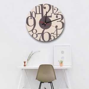 HJLIAN Horloge murale analogique ronde en bois avec chiffres arabes vintage pour decoration de bureau a domicile (A) - Neuf