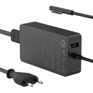 Surface Pro Charger 65W 15V 4A Power Supply for Microsoft Surface Pro 11/10/9/8/Pro 7/7+/Pro 6/Pro 5/Pro 4/3/X, Surface Laptop 7/6/5/4/3/2, Surface Go 4/3/2/1, Surface Book 3/2/1, with One USB Port - Neuf