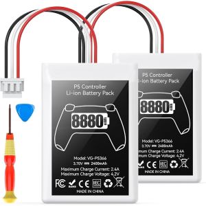 Lkljij-Batterie De Manette Ps5, 2×8880mwh Batteries Li-Ion Haute Capacité, Remplacement De La Batterie De Pour Manette Sony Ps5 Cfi-Zct1w, 53% D¿Endurance En Plus (Capacité) - Neuf