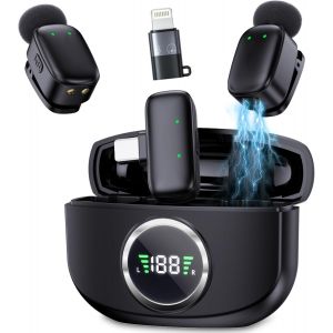 Mini Micro Lavalier Cravate Sans Fil: Wireless Microphone Pour Android Pc 25 M Portée 30H Utilisation Réduction Du Bruit - Lavalier Mic Pour Vlog Podcast Tiktok Youtube 2Tx+1Rx Étui De Charge - Neuf