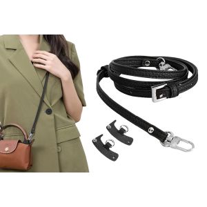 Bandouli&egrave;re r&eacute;glable en cuir PU pour sac Longchamp Mini - Noir - Neuf