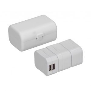 HJLIAN Adaptateur de voyage universel avec 2 ports USB, 100-240 V, blanc, pour Royaume-Uni, UE, Etats-Unis, Japon, Australie, Chine - Neuf