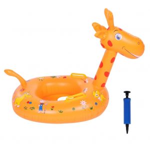 Bouee De Natation Gonflable En Forme D'animal De Dessin Anime Pour Bebe, Bateau Avec Pompe (Orange) - Neuf