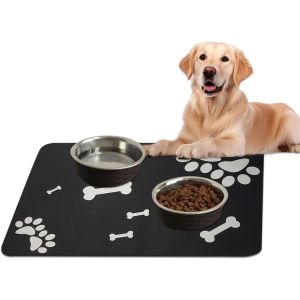 Kalanka-Tapis De Nourriture Pour Chien Et Chat, 60x40cm Super Absorbant Tapis Chat Gamelle, Séchage Rapide, Imperméable Et Antidérapant - Neuf