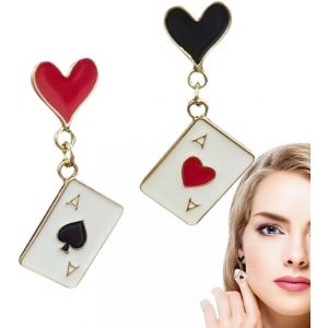 Kalhx-Boucles D'oreilles Poker Pour Femmes Plaqué Or Cartes À Jouer Motif Boucles D'oreilles Charms Coeurs Aces Of Spades Boucles D'oreilles Boucles D'oreilles À La Mode Bijoux - Neuf