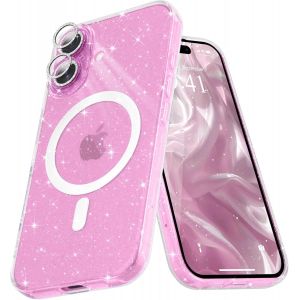 Eryi-Coque Magnétique Pour Iphone 16 Etui À Paillettes Brillant Compatible Avec Magsafe Charge Sans Fil Housse De Protection Antichoc Pour Appareil Photo Glitter Silicone Tpu Souple,Transparent - Neuf
