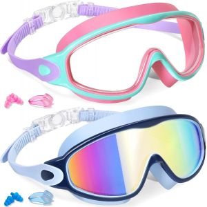 2 Pack Lunettes de Natation pour Enfants 3-15 avec Protection UV Anti-buée Lunettes pour Garçons Filles - Neuf