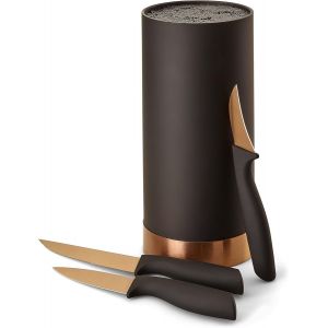 Bloc &Agrave; Couteaux Avec Insert &Agrave; Poils |Set De Couteaux De Cuisine 4 Pi&egrave;ces | Couteau Universel | Couteau &Agrave; &Eacute;plucher | Couteau &Agrave; L&eacute;gumes | Couteau En Acier &Agrave; Lame | Edition Or, Ew-Mb-0371 - Neuf