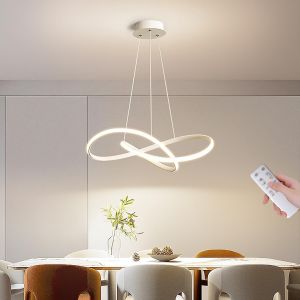 Subzonal-Led Suspension Luminaire, 30w Lustre Chambre Avec T&eacute;l&eacute;commande Dimmable, 50cm Lustre Cuisine Led R&eacute;glable En Hauteur, Plafonnier Salon Moderne Pour Salle &Agrave; Manger, Salon, Cuisine - Neuf