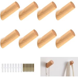 KALANKA-8 Pi&egrave;ces Pat&egrave;re Bois Crochet Mural, Crochets Muraux en Bois Porte-chapeau d'entr&eacute;e pour Suspendre des Sacs &agrave; Main, des V&ecirc;tements, des Foulards dans la Chambre, le salon - Neuf