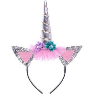 Licorne Bandeau Avec Fleurs Chapeau D'halloween Costume Bandeau Ressenti De La Corne D'oreilles Mignon Licorne Licorne Bandeau Licorne Chapellerie De Feutre Bandeau Licorne Partie De Cosplay - Neuf