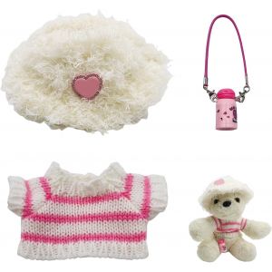 1 Pièces Vêtements de Poupée de 17 cm,Mini Poupée en Peluche Vêtements Tenue,Accessoires pour Poupées avec Chapeau en Peluche Porte-clés pour Plush Doll de 17 cm - Neuf