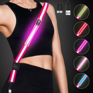 Tzf-Ceinture De Course Réfléchissante Led, 5 Couleurs & 3 Modes Led Ceinture Réfléchissante Visibilité Équipement De Course Lumineux Rechargeable Avec Sangles Ajustable Pour Hommes,Femmes,Enfants - Neuf