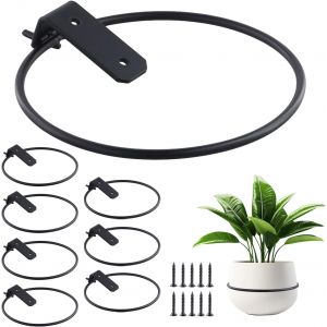 Mevronisshop-Lot De 8 Supports Muraux Pour Pot De Fleurs, Pot De Fleur Anneau Titulaire Pliable, Avec Vis, Pour Jardins Int&eacute;rieurs, Couloirs, Verdure Int&eacute;rieure, 15 Cm, Noir - Neuf