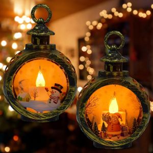 KALANKA-Lot de 2 lanternes de décoration de Noël avec lumière LED,Lanternes De Noël LED,Lanterne À Bougie,Decoration Noel Lanterne,décoration de Noël,pour Noel,Halloween,Ramadan (Wind Light Black, 8. - Neuf