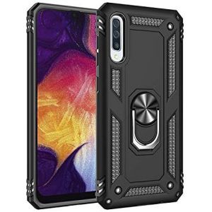 Kal-Coque Pour Samsung Galaxy A30s /Galaxy A50s/Galaxy A50 + 9h Verre Trempé, Étui Protection Tpu/Pc Souple Durable Avec Support De 360° Rotation Anneau Protection Antichoc Armor Box Coque, Noir - Neuf
