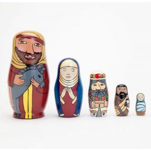 Sainte Famille De Nidification Poupées - Russes Imbrication En Poupées Figurines Peintes À La Main, Fabriqués À La Main En Bois De La Nativité De La Famille De Figurines De - Piles - Neuf