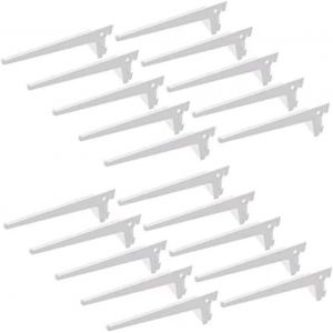 CAUC-7908012 Équerres d'étagère pour rail simple perforation pas 50mm, blanc, 200mm, Set de 20 pièces - Neuf