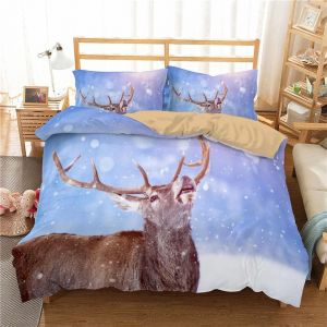 Cerf Housse De Couette, Parure De Lit Double Multicolore Cerfs Multicolore Avec Taie D'oreiller Xcm / Personnes (X Cm,Cerf I) - Neuf