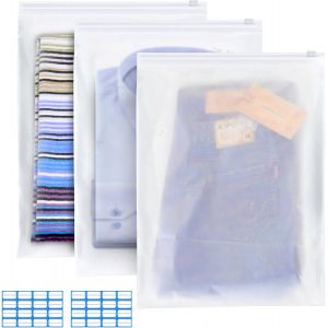24 Pi&egrave;ces Pochette Voyage Sachet Plastique Zip 40X60Cm Etanche Sac De Rangement Voyage Non Poreux Sac Vetement Voyage Mat Pochette Rangement Pour Chaussures, Costume, Maquillage, Sous-V&ecirc;tements - Neuf