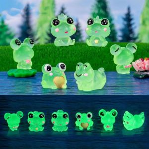 Mevronisshop-Grenouille Lumineuse, 6pcs Grenouille Lumineuse Jardin, Mini Grenouille En R&eacute;sine, Mini Grenouille D&eacute;cor De Jardin, Adapt&eacute;e &Agrave; La D&eacute;coration De Mini Jardins, Maisons De Poup&eacute;es Et Plantes - Neuf