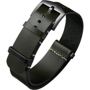 Eryi-Bracelets De Montres En Cuir Remplacement Bracelet Pour Montre En Cuir Huilé Crazy Horse 18mm 19mm 20mm 21mm 22mm 24mm Bracelets En Une Seule Pièce Pour Homme Et Femme Avec Boucle Argent/Noir - Neuf