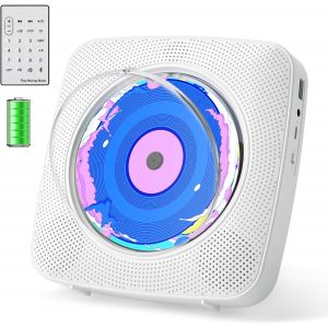 Lecteur CD Portable Bluetooth: Lecteurs CD Enfant avec Haut-Parleur Radio Lecteur de CD Mural avec T&eacute;l&eacute;commande Prise USB AUX 3,5 mm Blanc - Neuf