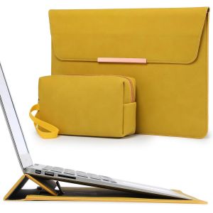 15-16 Pouces Housse Ordinateur Portable Avec Stand Pour Macbook Pro 16 M4/M3/M2/M1 Pro/Max 2025-2019, Macbook Pro 15 2025-2012, Samsung Galaxy Book Flex/Pro 15, Xps 15, Jaune Olive(Smiley) - Neuf