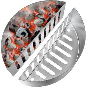 Ulteronixshop-Paniers &agrave; Charbon de Bois en INOX pour Barbecues &agrave; Charbon Weber Kettle 47/57/67 cm, Char-Basket pour Chaleur Directe et Indirecte, Pi&egrave;ce de Rechange pour Weber 7403, 2 Pi&egrave;ces - Neuf
