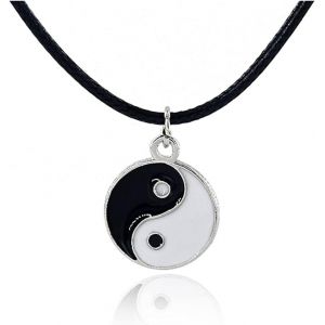 Kal-Collier Avec Pendentif Yin Et Yang Pour Homme Et Femme, Collier Noir Et Blanc Pour Relation, Halloween, Remise De Diplôme - Neuf