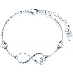Kalsw-Bracelet Pour Femme Fille,Bracelet En Argent 925,Bracelet Papillons Volants Et Symbole De L'infini,Bracelet Papillon Mignon,Avec Le Coeur,Chaîne Réglable,Argent,Or Rose,Or - Neuf